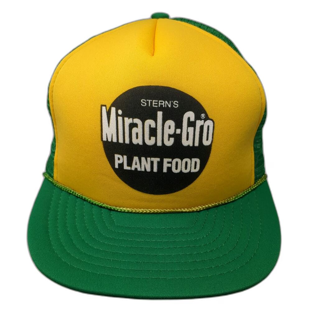 Thunderbird Sportswear Miracle-Gro Green Yellow Trucker Hat Snapback Vintage